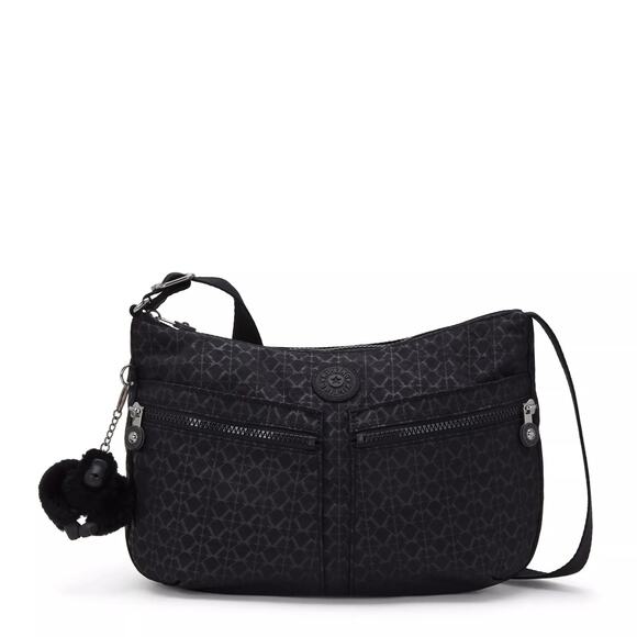 Kipling "Izellah" Medium Across Body Shoulder Bag in Signature Emblem Black - Picture 1 of 10